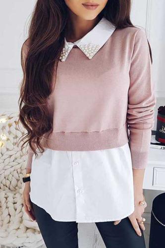 Sweater With Shirt And Pearls